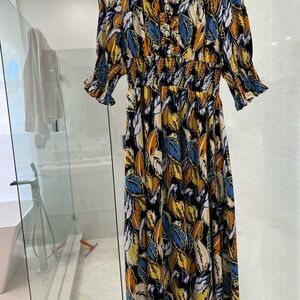 Elegant Multicolor Leaf Print Dress